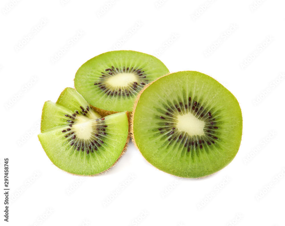 Pieces of fresh kiwis on white background Pieces of fresh kiwis on white background