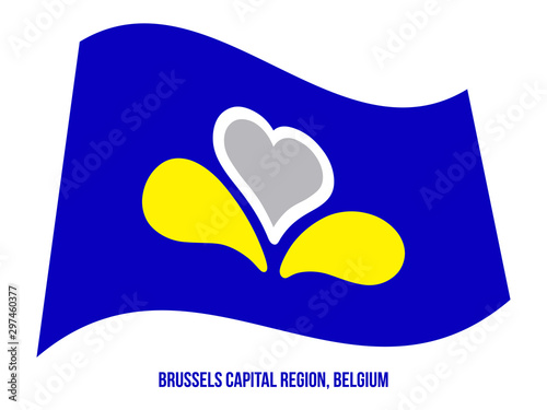 Brussels Capital Region, Belgium Flag Waving Vector on White Background. Region Flag of Belgium