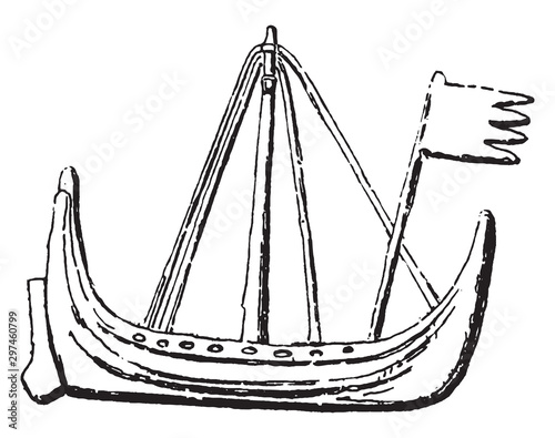 Danish Boat or Chiule, vintage illustration.