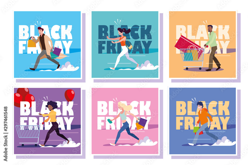 set of cards with black friday label