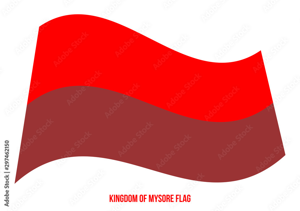 Kingdom of Mysore (1399-1950) Flag Waving Vector on White Background. Indian  Historical Flag Stock Vector | Adobe Stock