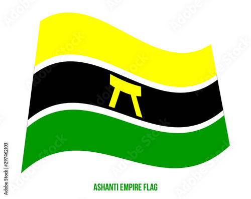 Ashanti Empire Flag Waving Vector Illustration on White Background. Historical Flag