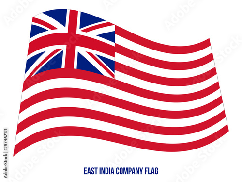 British East India Company (1733-1833) Flag Waving Vector Illustration on White Background.