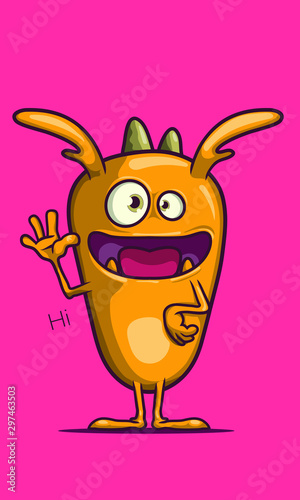 Cute monsters are greeting anybody