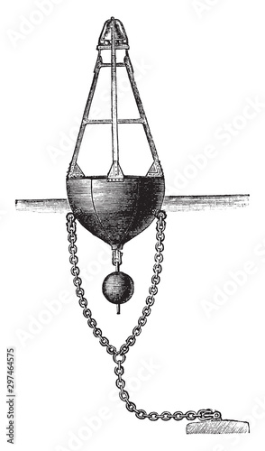 Brown Bell Buoy, vintage illustration.