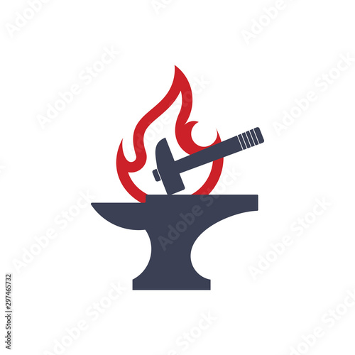 flame line blacksmith symbol logo vector