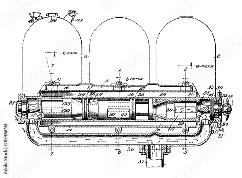 Internal Combustion Engine, vintage illustration.