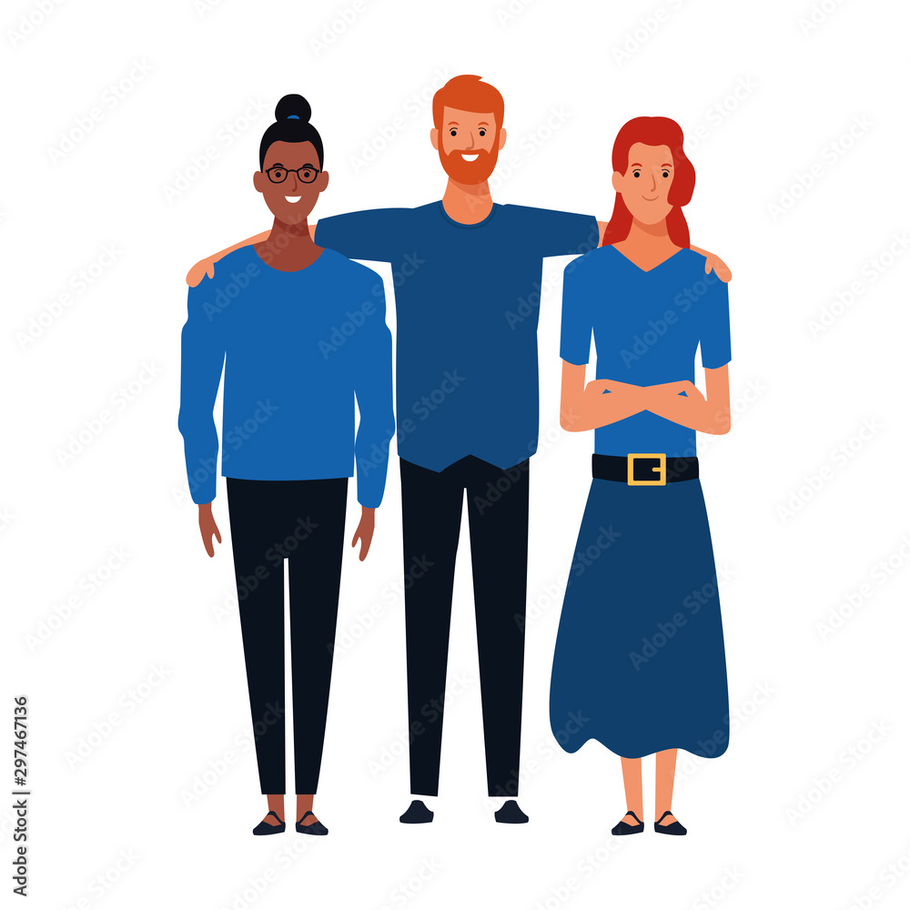 cartoon man and two women icon, colorful design cartoon man and two women icon, colorful design