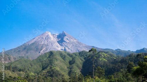 Landscape view of beautiful Merapi Mountain in Yogyakarta, Indonesia