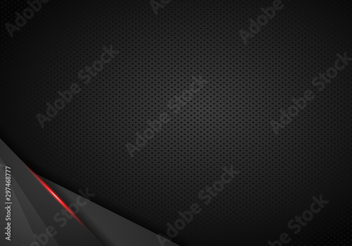 Leather Chrome Automotive background. Black and red metallic background. Vector illustration