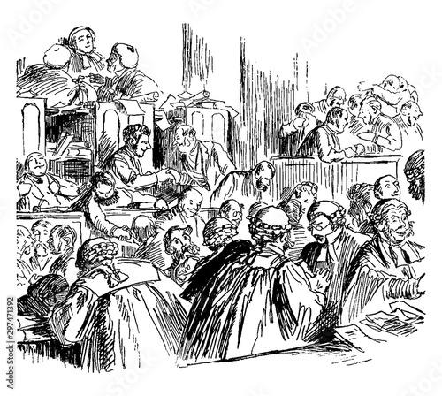 Court of Common Pleas, vintage illustration.