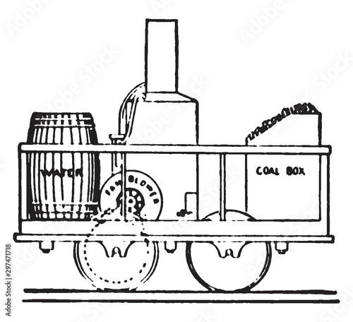 Cooper Locomotive, vintage illustration.
