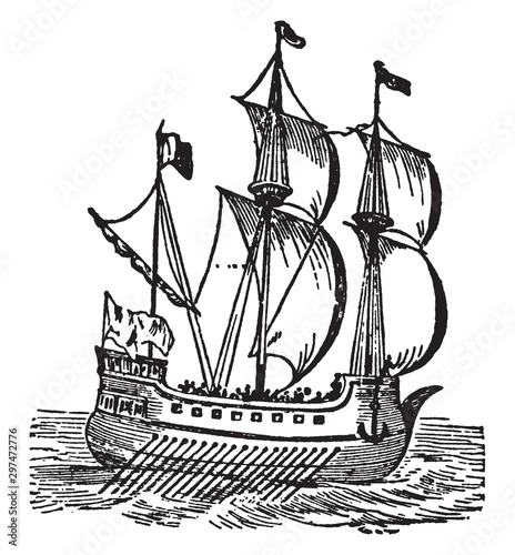 Galley, vintage illustration.