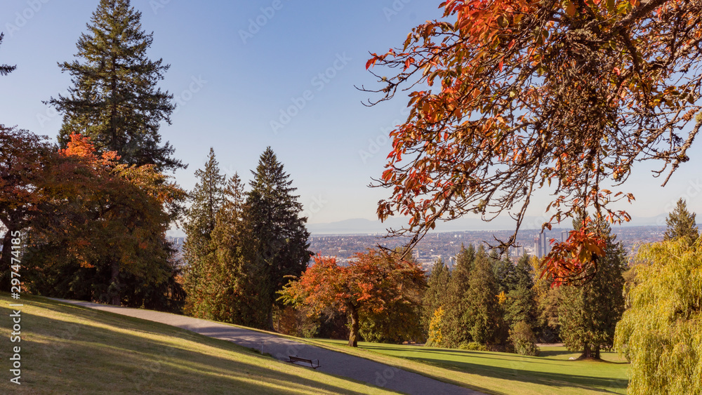 Fall view from Burnaby Mountain Park across Greater Vancouver to Gulf Islands Fall view from Burnaby Mountain Park across Greater Vancouver to Gulf Islands