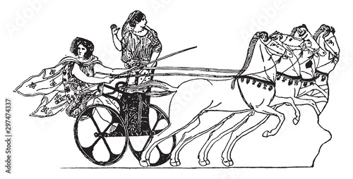 Greek Chariot, vintage illustration.