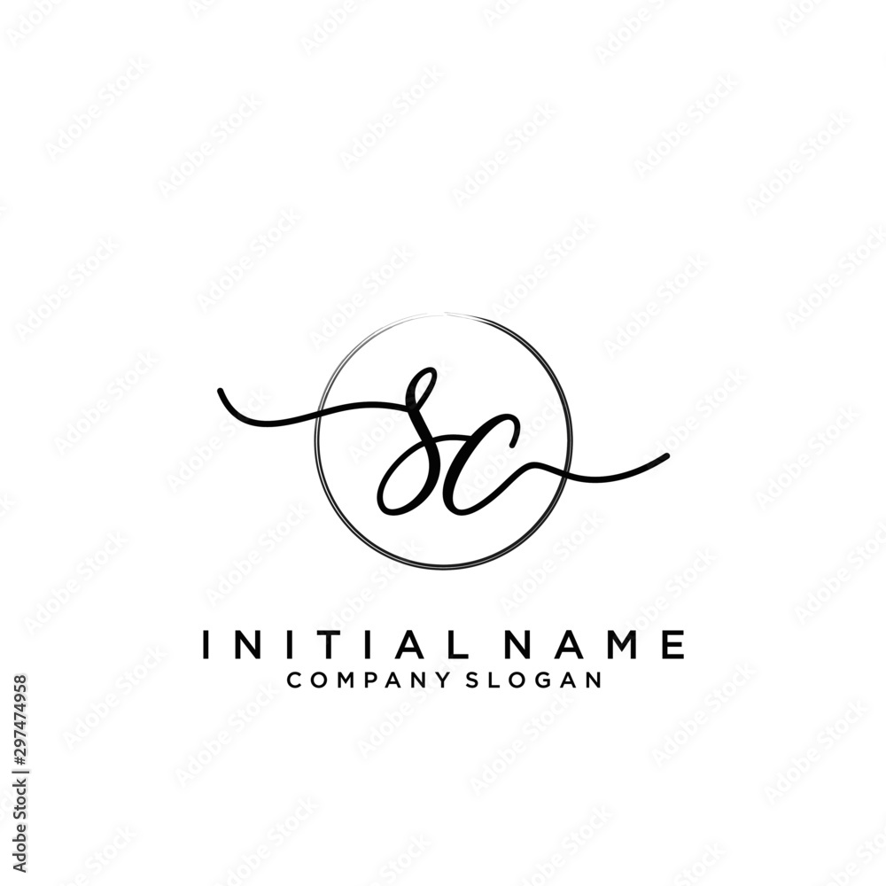 SC Initial handwriting logo with circle template SC Initial handwriting logo with circle template