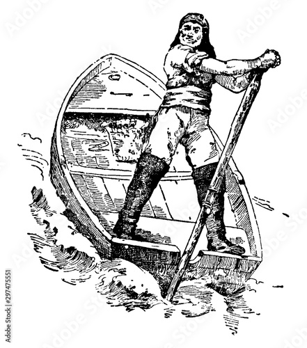 Scull, vintage illustration.