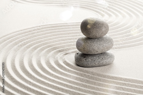 Canvas Print Zen stones in the sand. Beige background