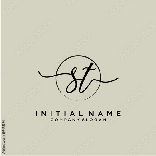 ST Initial handwriting logo with circle template