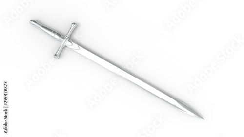 3d rendering of a ancient sword isolated on white background