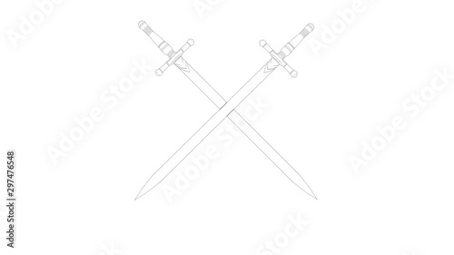 3d rendering of a ancient sword isolated on white background