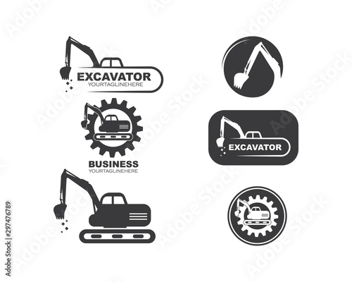 excavator icon logo vector design