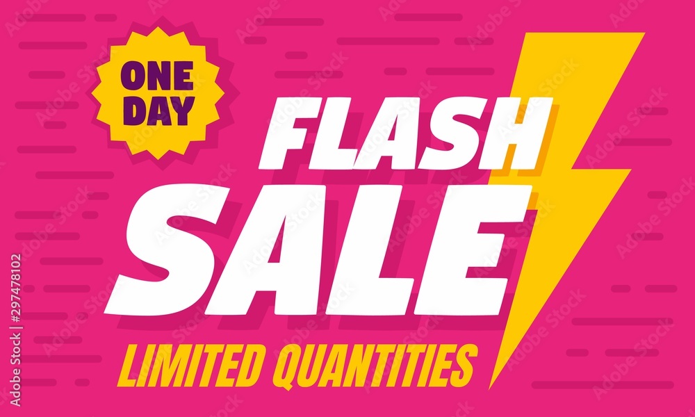 One day flash sale concept banner. Flat illustration of one day flash sale vector concept banner for web design - obrazy, fototapety, plakaty 