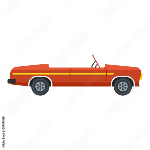 Red cabriolet icon. Flat illustration of red cabriolet vector icon for web design