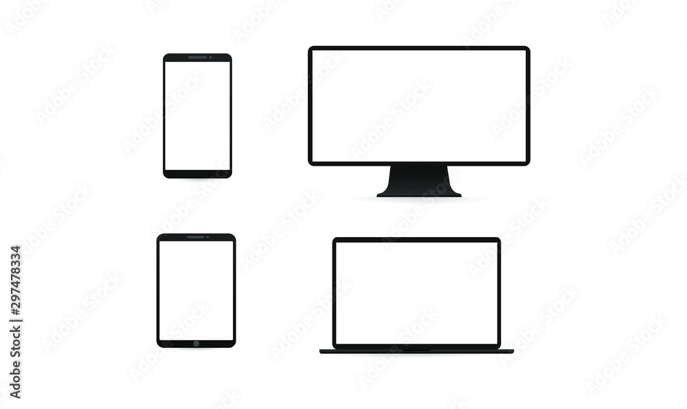 Realistic set of Monitor, laptop, tablet, smartphone - Stock Vector template Realistic set of Monitor, laptop, tablet, smartphone - Stock Vector template