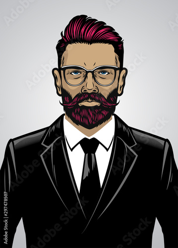 bearded hipster style man wearing suit