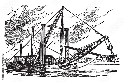 Dredge, vintage illustration.