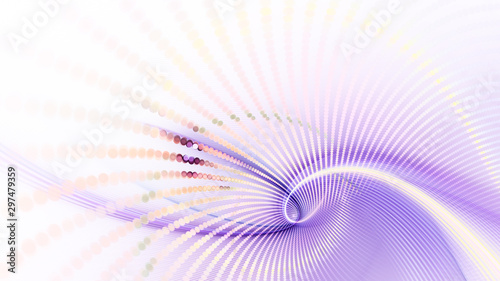 Abstract violet and white background. Fractal graphics series. Composition of glowing lines and mosaic halftone effects. 3d illustration.
