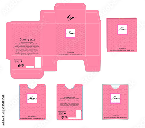 Packaging design, perfume luxury box design template and mockup box. Illustration vector.