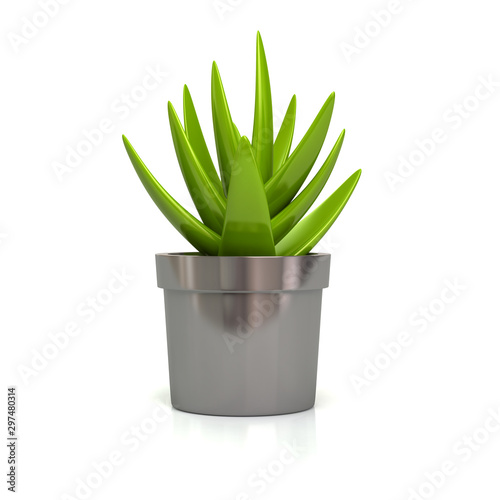 Metalic Plant Pot Icon 3d Illustration isolated on white background