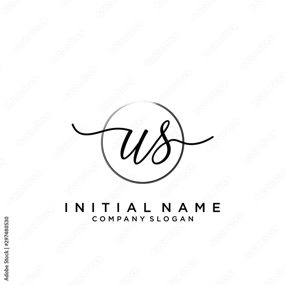 US Initial handwriting logo with circle template US Initial handwriting logo with circle template