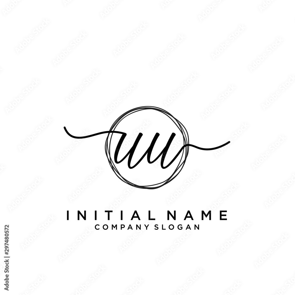 UU Initial handwriting logo with circle template UU Initial handwriting logo with circle template