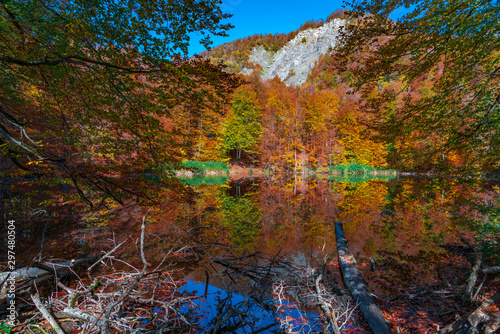 Mountain lake in the autumn season