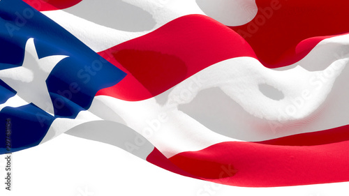 Commonwealth of Puerto Rico waving national flag. 3D illustration photo