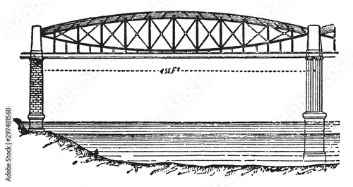 Saltash Bridge, vintage illustration.