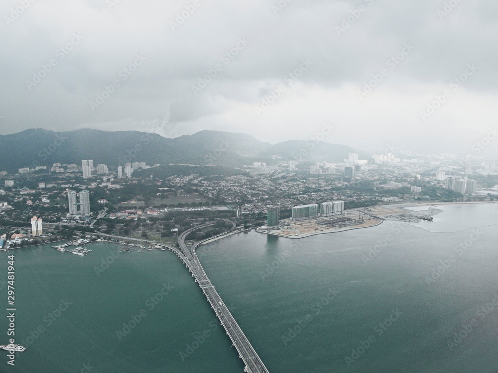 Aerial View of Coastal City