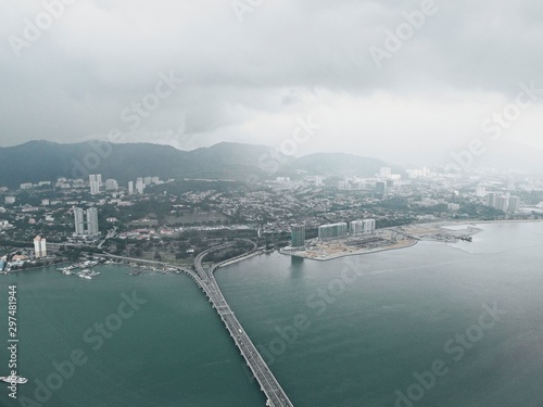 Aerial View of Coastal City