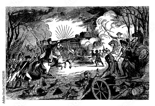 Battle of Princeton,vintage illustration