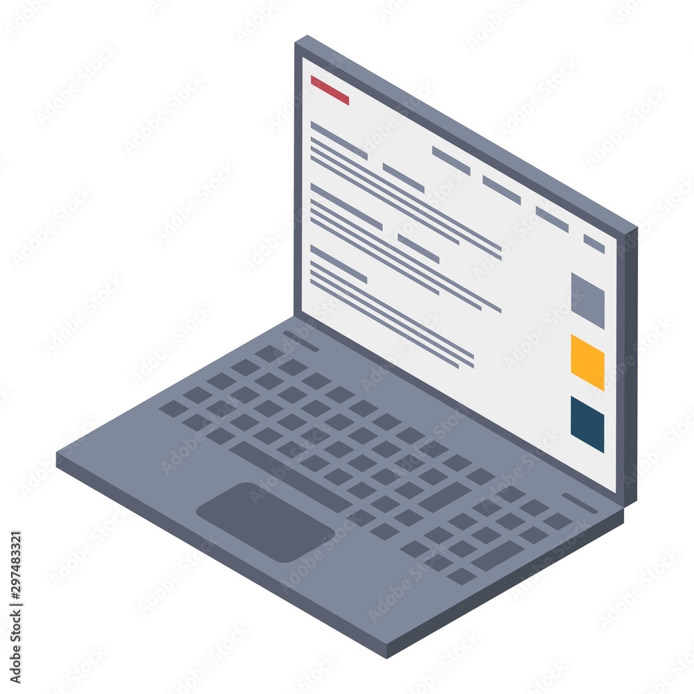 Business laptop icon. Isometric of business laptop vector icon for web design isolated on white background Business laptop icon. Isometric of business laptop vector icon for web design isolated on white background