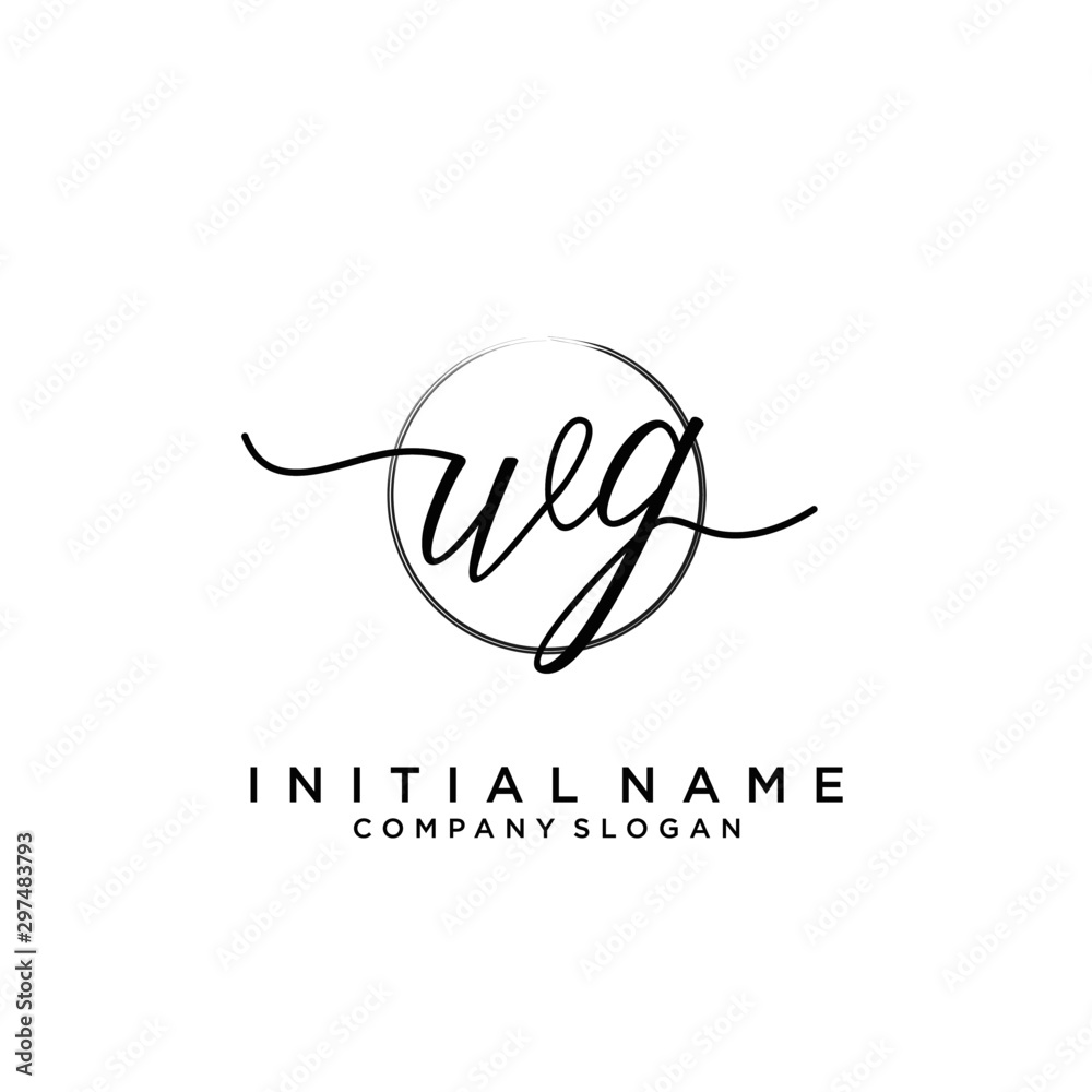 WG Initial handwriting logo with circle template WG Initial handwriting logo with circle template