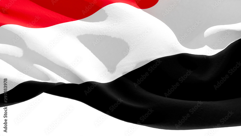 Naklejka premium Republic of Yemen waving national flag. 3D illustration