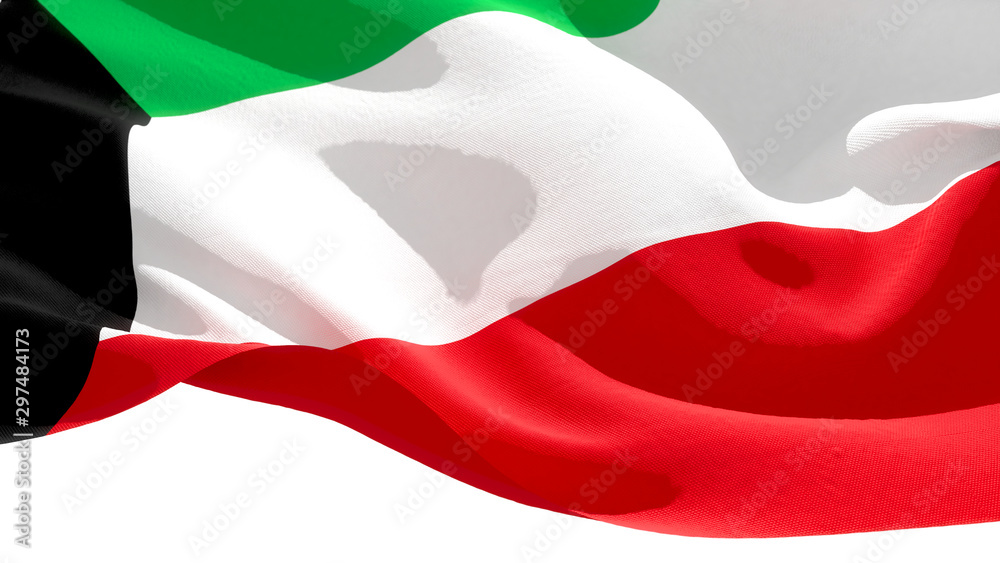 Naklejka premium State of Kuwait waving national flag. 3D illustration