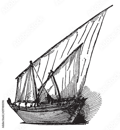 Dhow, vintage illustration.