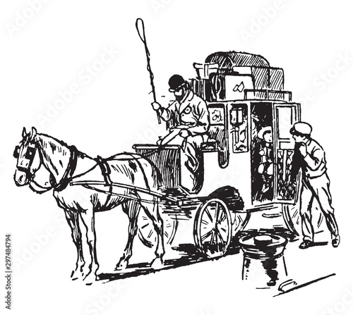 Coach, vintage illustration.