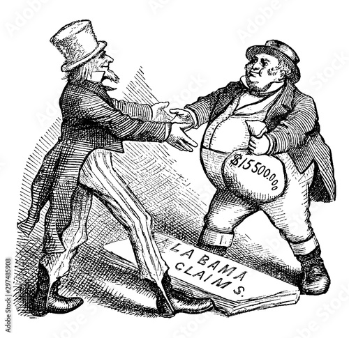 Settlement Over The Alabama Claims, vintage illustration