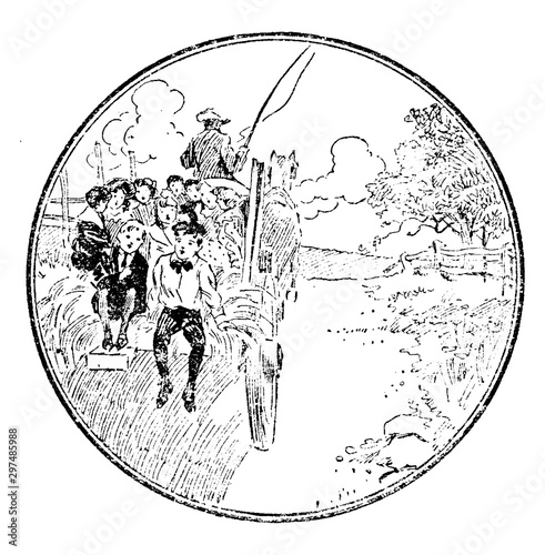 Hayride, vintage illustration.